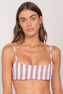 Ancora Official Online Store Women Top The Scrunchie Stripes Nude