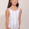 Ancora Official Online Store One Piece Swimmer Stripes Light Blue
