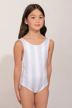 Ancora Official Online Store One Piece Swimmer Stripes Light Blue